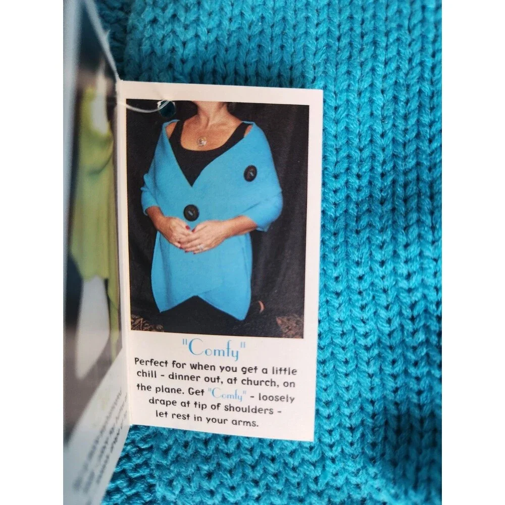 Simply Noelle Sassy Riverton Wrap- Multi Style Knit Poncho - Light Turquoise-NEW